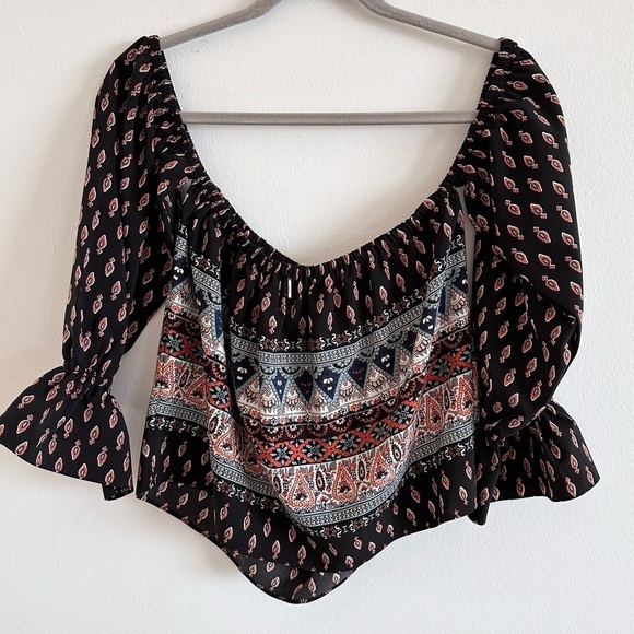 MISA Los Angeles Didi off the shoulder ethnic print blouse top - Picture 5 of 8